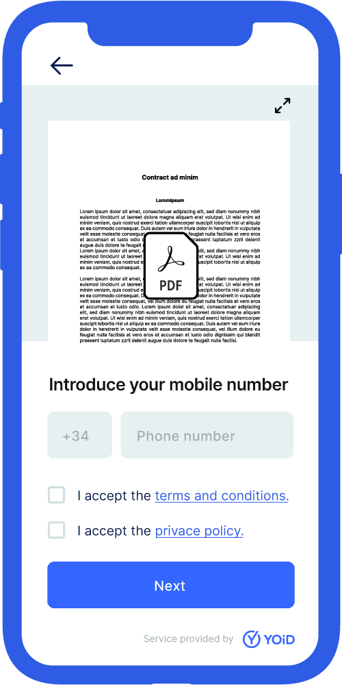 Pantalla de visualización de documento de la aplicación