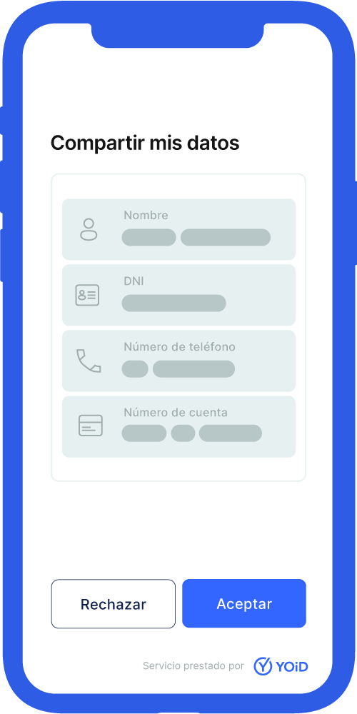 Pantalla de datos de la aplicación
