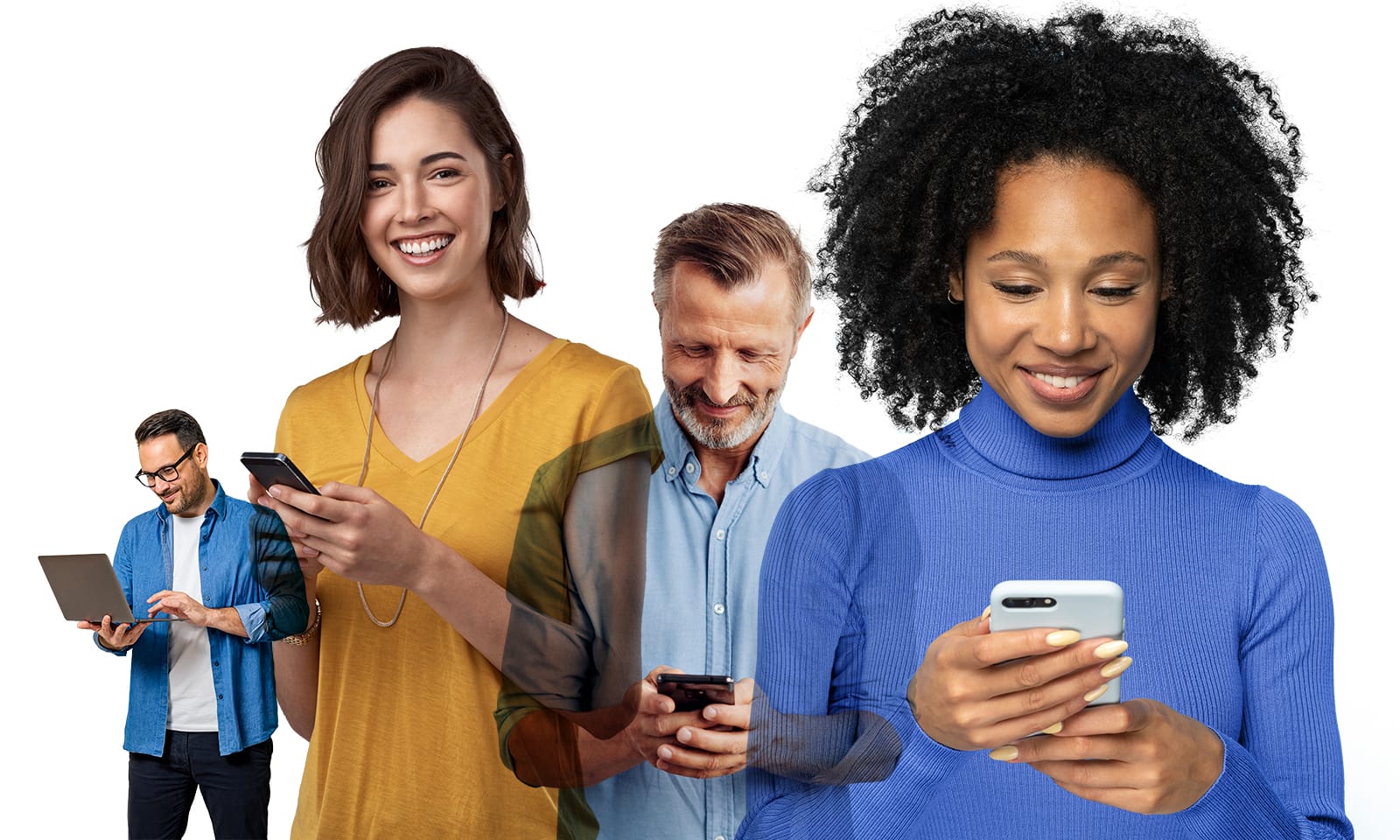 People consulting devices